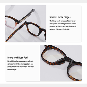 Retro Boston Round Full-rim Acetate <b>Eyeglasses</b> <b>Frames</b> with Wing Rivet Tortoise Spectacle <b>Frames</b> Custom Prescription lens - Product Image 6