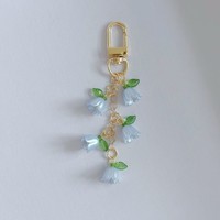 Porte-clés à pampilles en fausses perles motif fleur douce, pendentifs mignons pour sac, bijoux faits main délicats pour cadeau