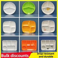 Assiettes de restauration rapide épaissies et antichoc, assiettes pour repas scolaires, assiettes à quatre compartiments pour la vente en gros transfrontalière