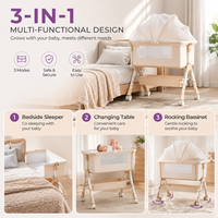 Lit de bébé multifonction 3-en-1 : berceau, lit cododo et lit bébé réglable en hauteur pour bébés et tout-petits