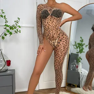 Düzensiz tasarım leopar bodystockings porno seksi şeffaf kadınlar siyah sıcak erotik iç çamaşırı hayvan seksi iç çamaşırı