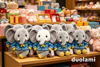 Peluche Éléphant Mignon Personnalisable pour Cadeau d'Affaires, Mascotte de Marque, Jouet en Peluche Doux en Forme d'Éléphant de Dessin Animé
