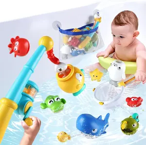 צעצועי אמבט לתינוק צעצועי דיג מגנטיים עם שקית אחסון ומתנות יום הולדת כוכבים לילדים בגילאי 1-3