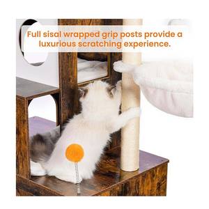 شجر ريفي حديث HCT110SR شجرة داخلية ثقيلة 20 رطل قطة بنية مع حاوية لخدش القطط الكبيرة - Product Image 6