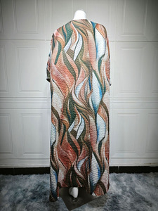 Ensemble Abaya à imprimé abstrait pour femmes, style kimono ouvert, robe musulmane en mousseline avec hijab, vente en gros pour l'Aïd Ramadan - Product Image 6