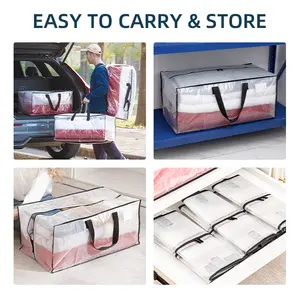 TAILI Heavy Duty Moving Bags Clear Zippered Storage Bags Durable Reusable PP Extra Large Capacity Waterproof Multifunction Bag