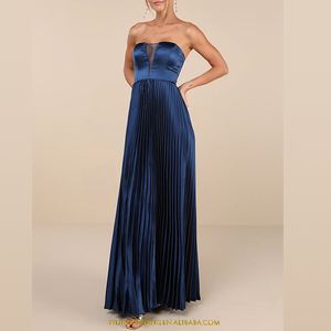 Tubino personalizzato senza spalline per donne che dimagrisce il Design su misura tinta in tinta tinta con tecnica Casual lungo fino al pavimento per riunioni di festa - Product Image 1