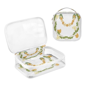 2-piece Hawaii <b>Lei</b> Design Waterproof Portable Wash Clear Bag Transparent Travel Storage PVC Makeup Cosmetic Organizer Pouch Bag - Product Image 3