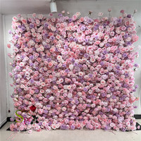 Décoration de mariage de luxe SPR, panneau mural de fleurs artificielles en soie 7D, roses violettes et roses, fait main, vente en gros