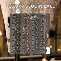 Ruban en tulle 3D de luxe, écologique, orné de sequins floraux et de perles, garniture perlée