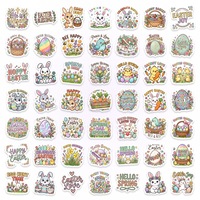 Baide – Lot de 50 autocollants adhésifs à thème Pâques, motif lapin et œuf de dessin animé, pour le carnet de notes du Festival du Printemps