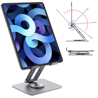 Support de tablette pliable en alliage d'aluminium rotatif à 360 degrés, support de tablette tout en métal à angle réglable pour iPad