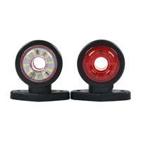 Luz Lateral LED Redonda de Dos Tonos, Base Roja Ámbar Negra, 12V 24V, para Camión, Remolque, Furgoneta, Autobús, Impermeable