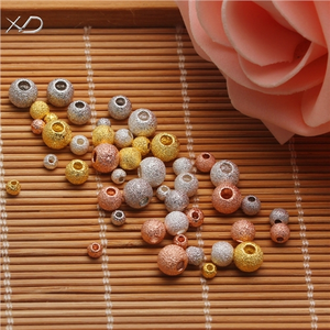 XD P007 925 grânulos de prata esterlina 925 contas redondas de prata fosco 925 prata <span class=keywords><strong>beads</strong></span> jewelry making supplies - Product Image 5