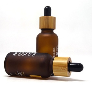 Hot Sale 5ml 10ml 15ml 20ml 30ml 50ml 100ml Amber Glass Dropper Bottle with Bamboo Lid - Product Image 1