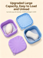 Boîte à savon de voyage portable en silicone, étanche et hermétique, avec couvercle et tapis de drainage pour salle de bain, douche, camping, voyage d'affaires