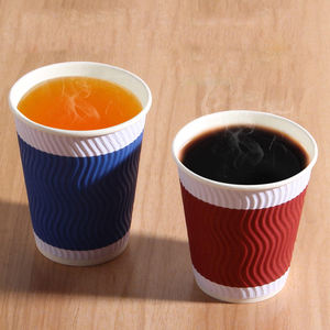 Gelas Ripple Wall dengan Tutup dan Sedotan, Gelas Kertas Kopi dengan Insulasi Panas - Product Image 1