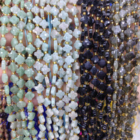 Perles de pierres précieuses en gros, facettées 8x8mm, trèfle à quatre feuilles, labradorite, turquoise, jaspe, fils de pierres taillées pour la fabrication de bijoux DIY