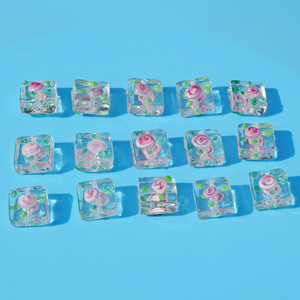 Cuentas de Vidrio Cuadradas Transparentes con Forma de Flor, Tamaño 53, para Fabricación de Joyería DIY, Pulseras, Collares, Pendientes, Suministros al por Mayor - Product Image 1