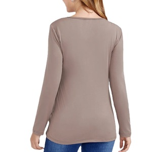 Chemisier et chemise d'allaitement en <span class=keywords><strong>coton</strong></span> à manches longues et col en V de couleur unie - Product Image 3