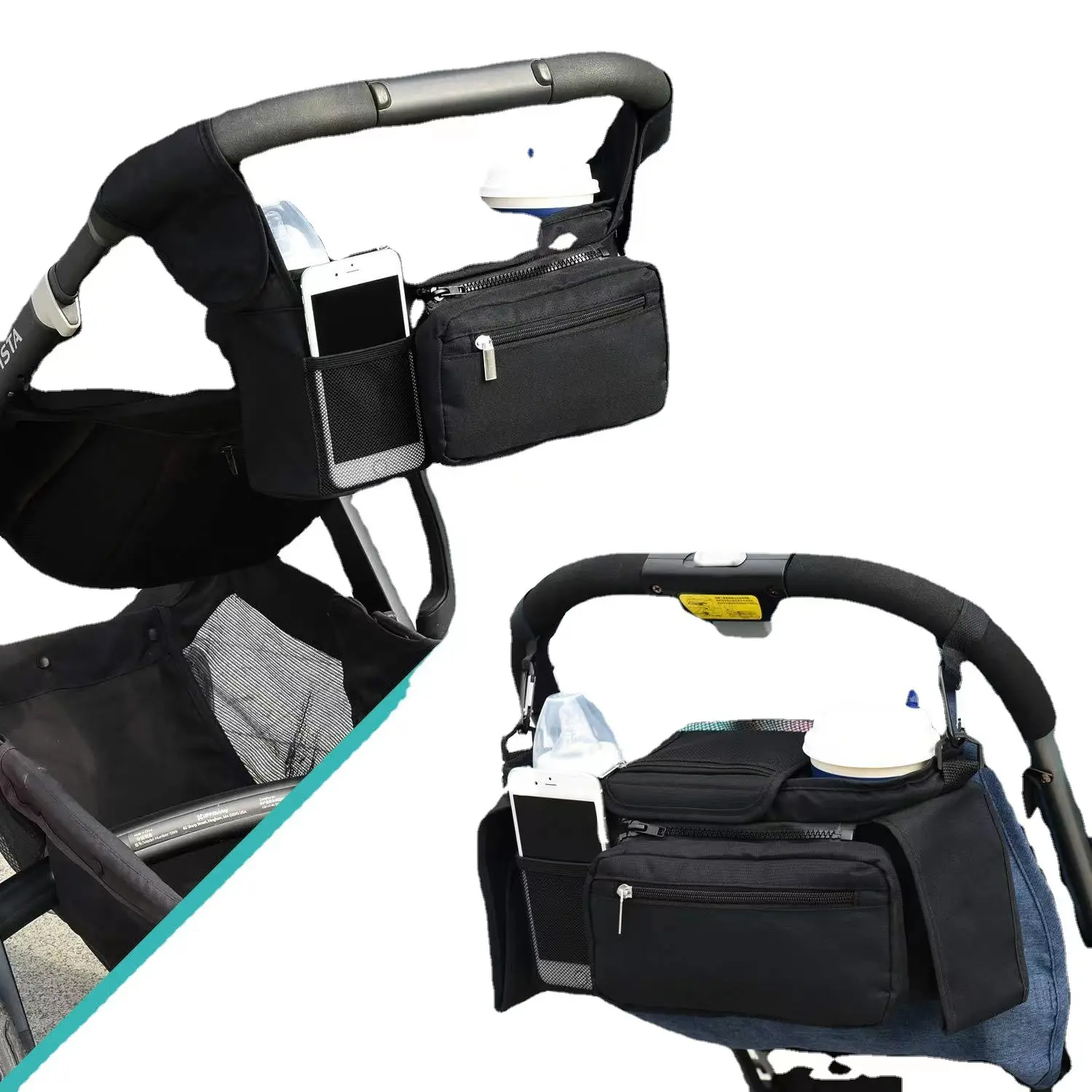 Evrensel özel bebek Caddy bezi organizatör çantası yalıtımlı fincan tutucular arabası