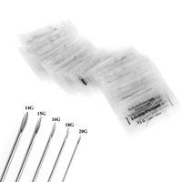 Aiguilles de perçage basiques en sachet, 50 mm, 100 pièces par boîte, aiguilles creuses jetables, mélange de calibres 10G 12G 13G 14G 15G 16G 18G 20G