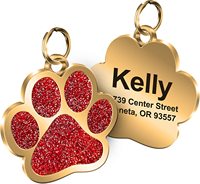 Plaque d'identification personnalisée pour chien, mode pour petits chiens, accessoires pour animaux de compagnie en strass, empreinte de patte, plaque de nom, décoration de collier
