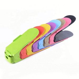 Modern Durable Double Tier Adjustable Shoe Organizer Footwear Support Colorful PP <b>Plastic</b> Living Room Closet Stand - Product Image 2