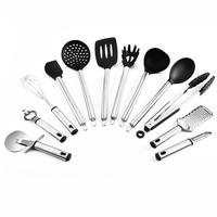 Ensemble d'ustensiles de cuisine 23 pièces en acier inoxydable et silicone résistant à la chaleur, parfait pour la cuisson, avec râpe, pinces et plus encore