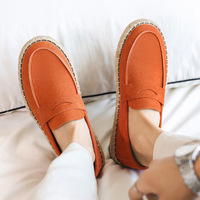 Mocassins Penny en daim pour hommes, à enfiler, avec semelle en chanvre tressé, légers, décontractés, pour la marche et la conduite