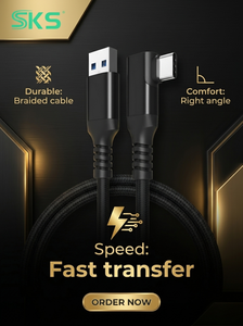 90องศา60วัตต์สายไนลอนถัก USB Type C สายเคเบิลข้อมูลประเภท C ชาร์จเร็วสำหรับโทรศัพท์เกม <span class=keywords><strong>VR</strong></span> - Product Image 2