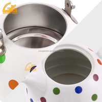 2Pcs 0.7L + 3L Bouilloire sifflante en acier inoxydable et théière en émail Cuisinière non électrique Classique OEM Double théière