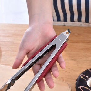 Stainless Steel <b>Tongs</b> With Red Handle 2 Pieces For <b>Kitchen</b> Food Serving And Grilling - Product Image 4