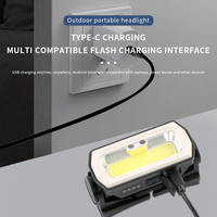 Lampe frontale LED COB rechargeable à capteur de mouvement avec affichage de la puissance, torche frontale mains libres étanche pour le camping, la pêche et les activités de plein air