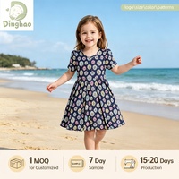 Robe de plage en bambou pour filles DH ODM Navy Daisy Bloom, robe d'été, jupe de vacances, fournisseur B2B vérifié, faible MOQ personnalisé