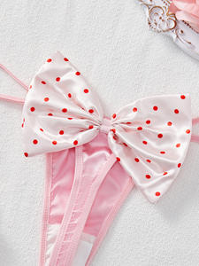 Venta al por mayor de bragas de bikini de seda sintética de cintura baja con lazo grande, sexys y baratas para mujer, ropa interior con espalda en T, lindas bragas para mujer. - Product Image 5