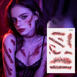 Autocollants de <span class=keywords><strong>tatouage</strong></span> d'horreur réalistes, tatouages temporaires imperméables et durables pour les fêtes d'Halloween, le cosplay, le maquillage de costume - Product Image 1