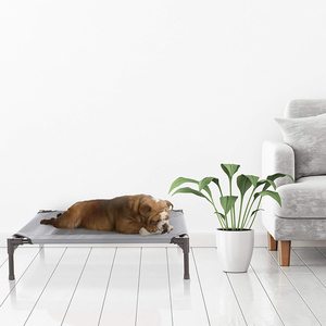 Grand <span class=keywords><strong>lit</strong></span> pour chien surélevé en <span class=keywords><strong>maille</strong></span> <span class=keywords><strong>de</strong></span> refroidissement écologique confortable <span class=keywords><strong>lit</strong></span> pour chien surélevé gris anti-anxiété pour animaux <span class=keywords><strong>de</strong></span> compagnie - Product Image 5