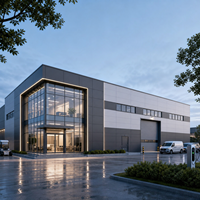Edificio Moderno Prefabricado de Estructura de Acero para Taller Comercial, Almacén, Supermercado, Taller Mecánico, Estacionamiento