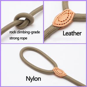 Correa de cuerda con conexión de cuero genuino para perros medianos y grandes Correa de perro sólida y fuerte retráctil - Product Image 5