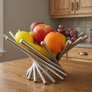 Panier à fruits en acier inoxydable moderne Metaledge, design géométrique européen écologique, pour la cuisine - Product Image 1