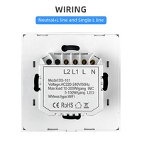 Interruptor Inteligente WiFi de 2 Canales, Controlador de Iluminación de Pared de Vidrio, Estándar EU/UK, Sin Cable Neutro, 10A Máx. Compatible con Smart Life Touch