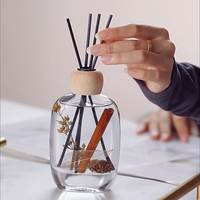 Bouteille diffuseur de parfum ovale en verre de 100 ml et 120 ml avec bouchon en bois naturel, flacon vide de luxe pour décoration intérieure – Vente en gros