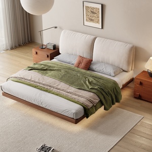 <span class=keywords><strong>Lit</strong></span> en tissu moderne avec design oreilles d'éléphant, cadre en bois massif, table <span class=keywords><strong>de</strong></span> <span class=keywords><strong>chevet</strong></span> ultra-fine, <span class=keywords><strong>lit</strong></span> <span class=keywords><strong>suspendu</strong></span> avec revêtement souple amovible et lavable - Product Image 2