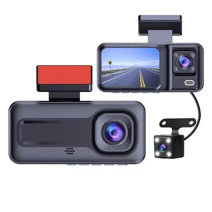 ขายร้อน 3 ช่องด้านหน้าภายในและด้านหลัง HD Night Vision การบันทึกรถกล่องดํา Dash Cam