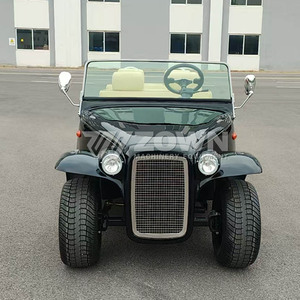 Auto Clásico Retro Eléctrico ZOWN de 4 Plazas, Negro con Asientos Color Crema, Diseño Descapotable - Product Image 2