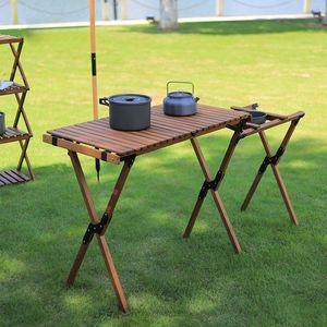 โต๊ะไม้พับได้อเนกประสงค์ 2 in 1 แบบพกพาสำหรับตั้งแคมป์ ปิกนิก บาร์บีคิว - Product Image 2
