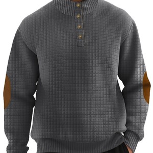 เสื้อสเวตเตอร์ไหมพรมลายตารางแบบคอตั้งทรงเข้ารูปสำหรับผู้ชาย แบรนด์ Cross Border รุ่น Henry สวมใส่สบายๆ เหมาะสำหรับฤดูใบไม้ร่วง - Product Image 1