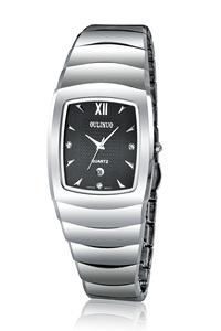 นาฬิกาควอตซ์ทรงสี่เหลี่ยมผืนผ้าคุณภาพสูง ตัวเรือนทำจากทังสเตนสตีล นาฬิกาธุรกิจพร้อมหน้าต่างแสดงวันที่ กระจกแซฟไฟร์ - Product Image 4