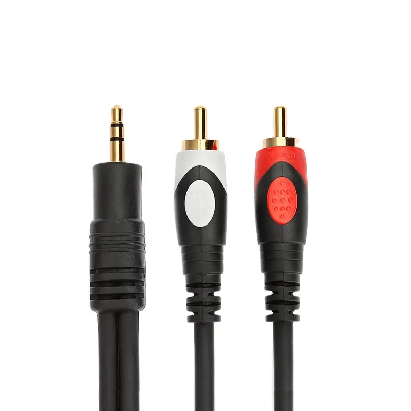3.5 Turn double AV audio cable Audio cable 3.5 to 2 RCA double Lotus head computer connect cable